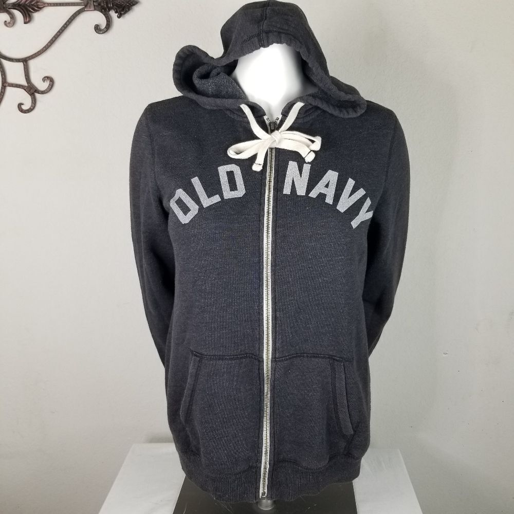 Old Navy Zipper Front Drawstring Hooded Gray Jacket Size M